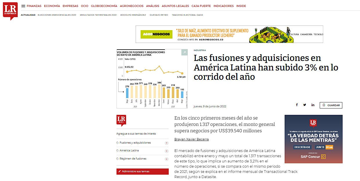 Las fusiones y adquisiciones en Amrica Latina han subido 3% en lo corrido del ao